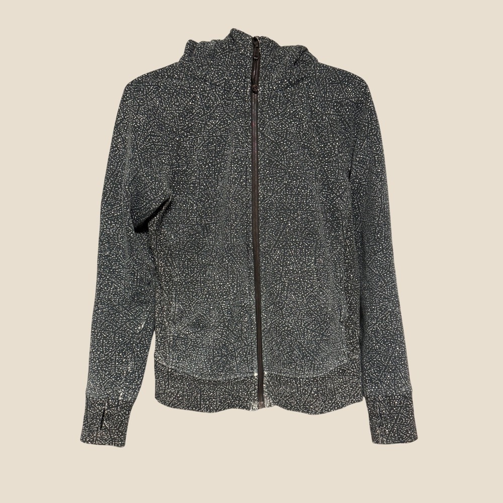 Lululemon Scuba‎ Full Zip Hoodie Gray White Speckled Dot Size 6 LW4AFRS